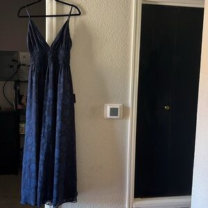 Lulu’s Splendid Days Navy Blue Floral Burnout Sleeveless Maxi Dress